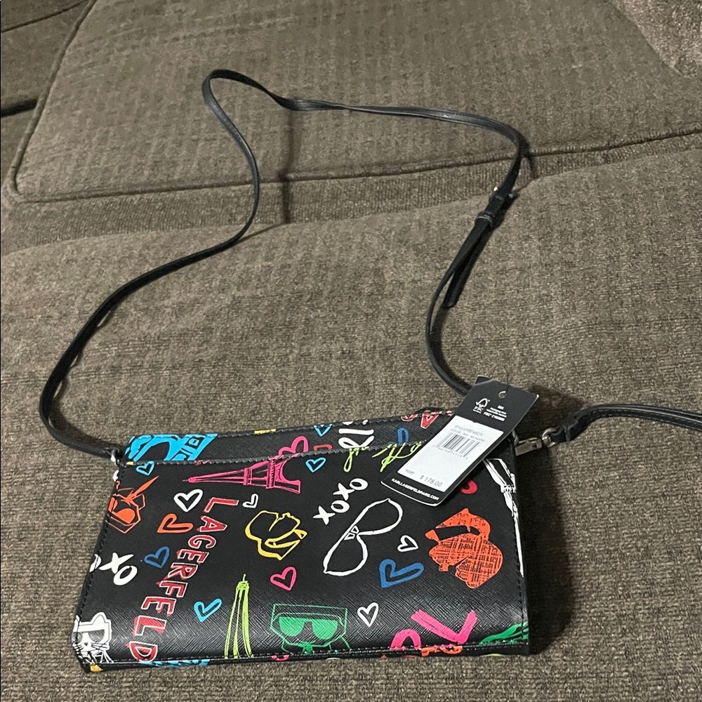 Karl Lagerfeld Black Bag with Multicolor Graphic